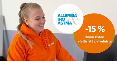 Allergia-, Iho- ja Astmaliiton jäsenille -15 % Onnin palveluista