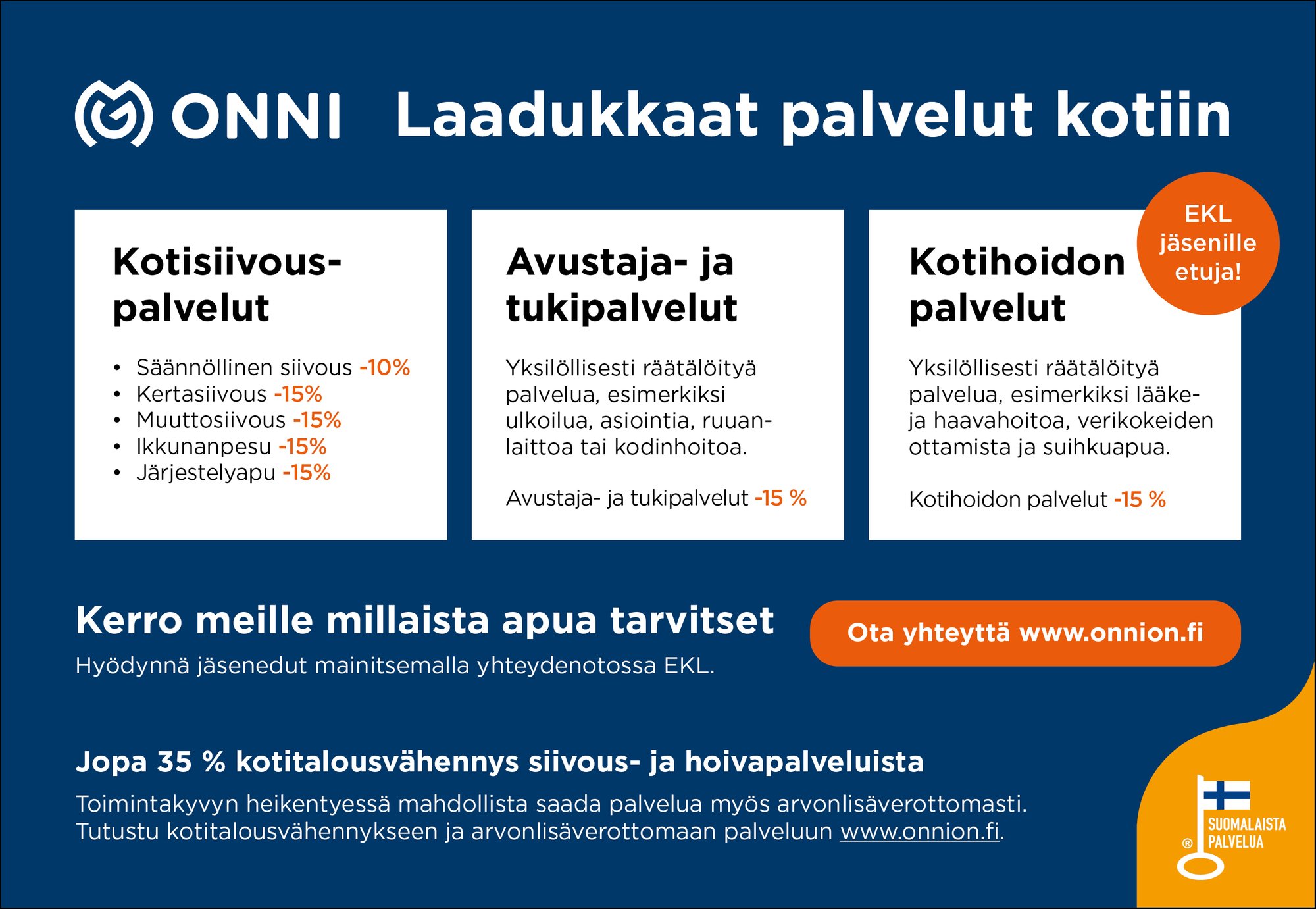 EKL:n jäsenille etuja Onnin monipuolisiin palveluihin