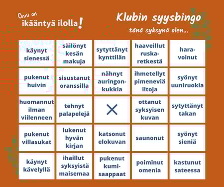Ikäänny ilolla! -klubin syysbingo