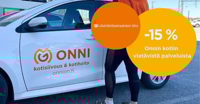 Liikehäiriösairauksien liiton jäsenille -15 % Onnin palveluista