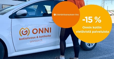 Liikehäiriösairauksien liiton jäsenille -15 % Onnin palveluista